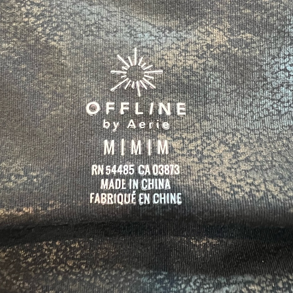 aerie Foil Print Black Shiny Crackle Faux Leather Party Leggings - Picture 13 of 13